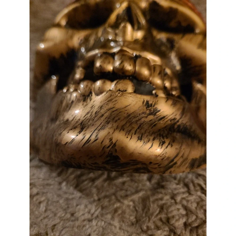 Caribbean Pirate Skull Halloween Mask Costume Accessory Red Bandana Gold Plastic